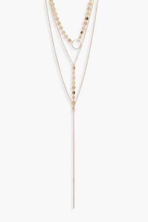 Coin Plunge Layered Necklace | Boohoo