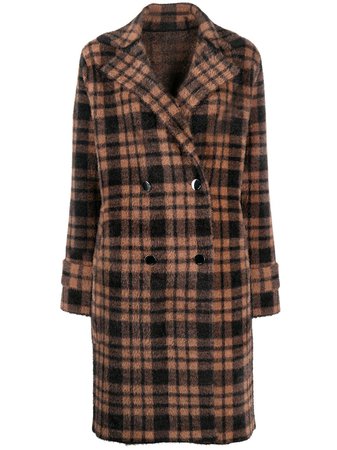 Pinko Double Breasted Plaid Coat - Farfetch