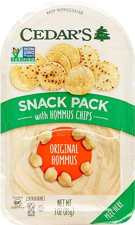 Amazon.com: Cedar's Original Hommus w/ Gluten Free Hommus Chips Snack Pack, 3 OZ : Grocery & Gourmet Food