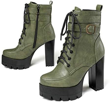 Amazon.com | gongxifacai New British Style high Heel Martin Boots | Ankle & Bootie