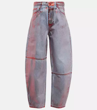 Metallic Barrel Leg Jeans in Red - Ganni | Mytheresa