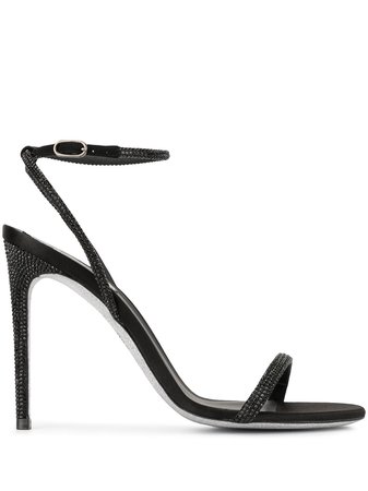 Black René Caovilla Beaded Heeled Sandals | Farfetch.com