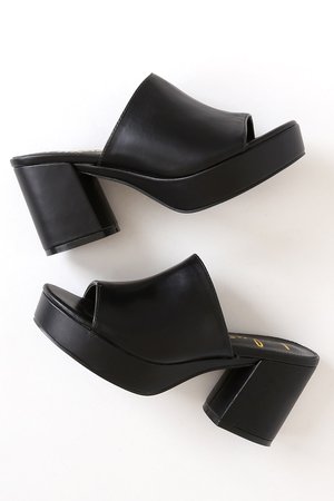 Chic Black Platform Mules - High-Heel Sandals - Peep-Toe Mules - Lulus
