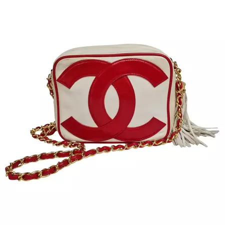 Rare 1980s Chanel Mini Camera Bag with Tassel For Sale at 1stDibs