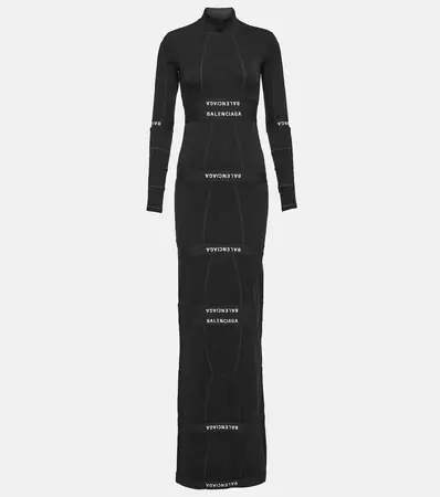 Brief Cotton Blend Jersey Maxi Dress in Black - Balenciaga | Mytheresa