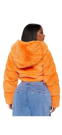 orange fur coat