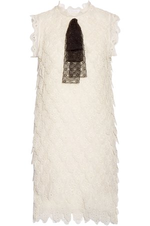 chloe bow-embellished broderie anglaise silk-organza mini dress | CHLOÉ | Sale up to 70% off | THE OUTNET
