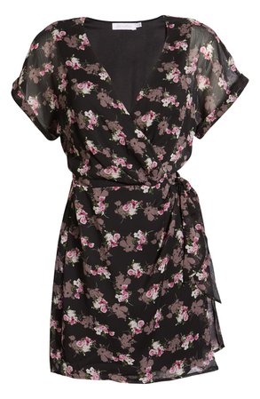 All in Favor Simone Floral Wrap Front Minidress | Nordstrom
