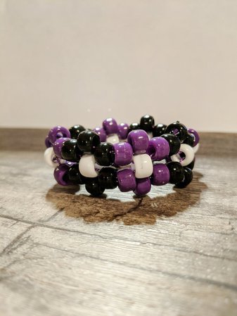 Black And Purple Flower Kandi Cuff | Etsy
