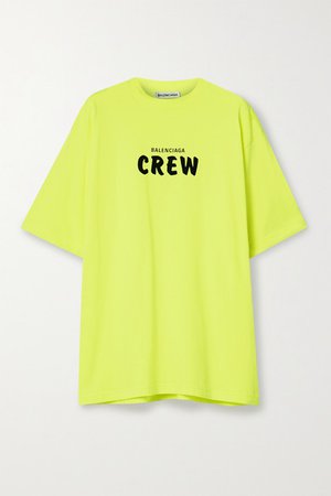 Oversized Neon Printed Cotton-jersey T-shirt - Yellow