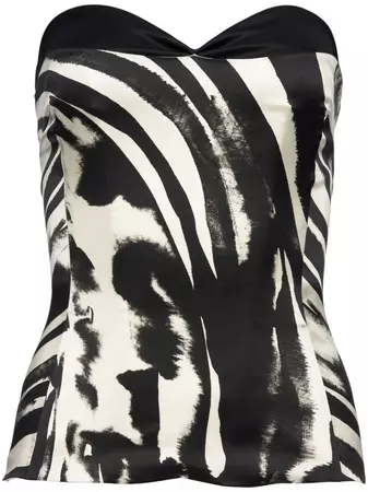 Retroféte Vitus Zebra-print Silk-blend Top In Black | ModeSens