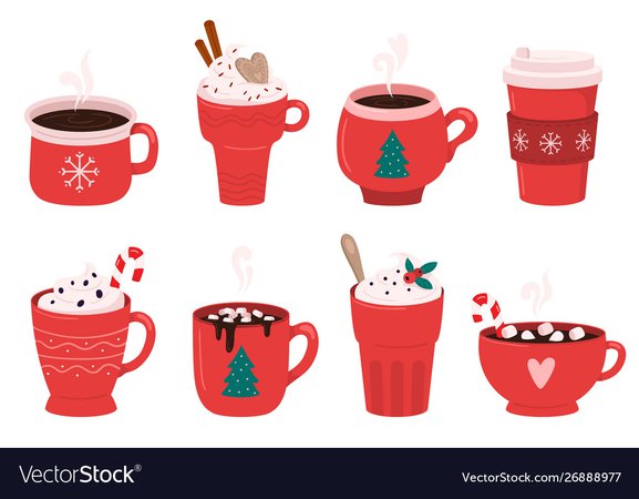 Christmas holiday coffee mug cocoa Royalty Free Vector Image