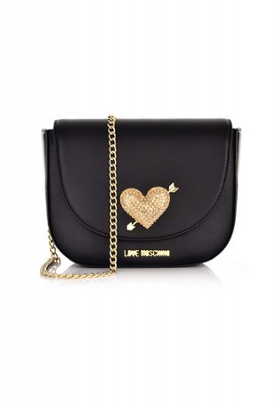 Love Moschino Black + Gold Heart Bag