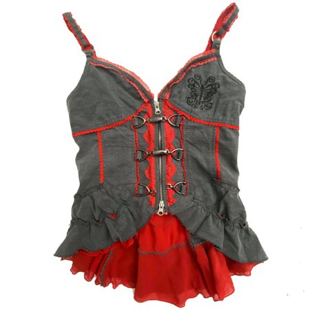 red and grey butterfly embroidered bustier tour merch by vamps 2008