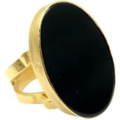 Yossi Harari Large Black Onyx Gold Ring