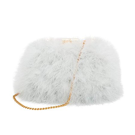 Zarapack Womens' Genuine Fluffy Feather Fur Clutch Shoulder Bag (Green): Handbags: Amazon.com