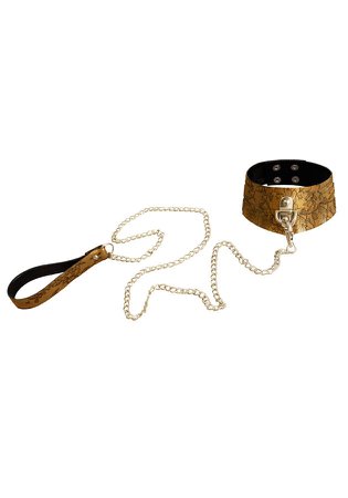 Bespoke Shop | Atsuko Kudo Printed Restricted Collar w/ Leash in Antique Gold Lace