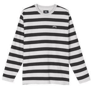 black and white stussy striped shirt