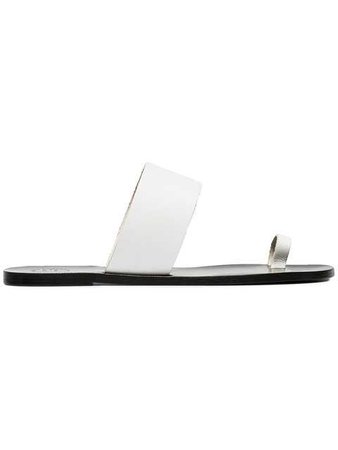 Atp Atelier White Astrid Leather Flat Sandals - Farfetch
