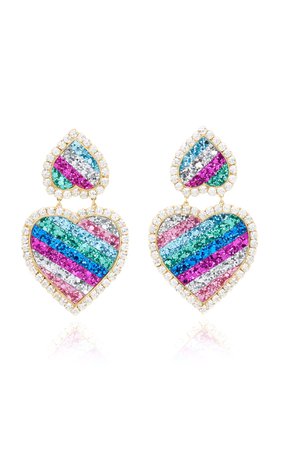 Marylin Glittered Enamel Swarovski Crystal Clip Earrings by Shourouk | Moda Operandi
