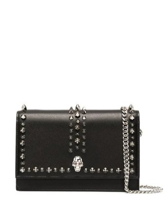 *clipped by @luci-her* Alexander McQueen Spiked Skull- New Season Black Lambskin Leather Shoulder Bag - Tradesy