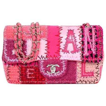 Chanel NEW Pink Canvas Patchwork Embroidery Medium Evening Shoulder Flap Bag - Google Search