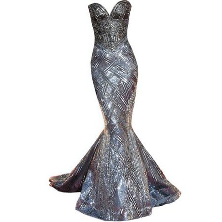 Silver Fantasy Gown Evening Couture