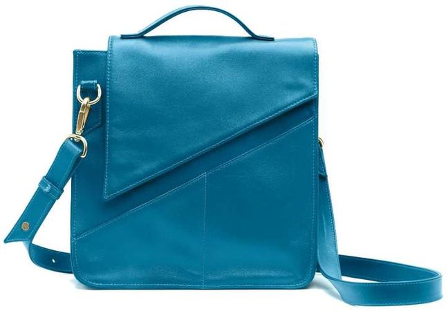 Holly & Tanager Wanderer Leather Crossbody Purse In Blue