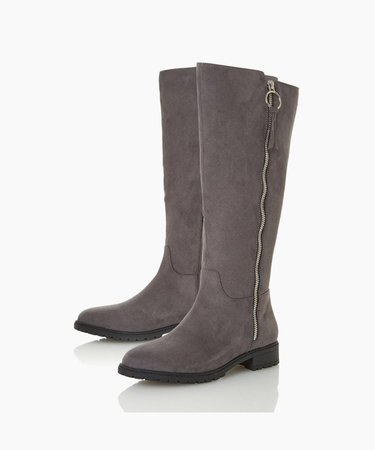 Knee-High Flat Boots - grey