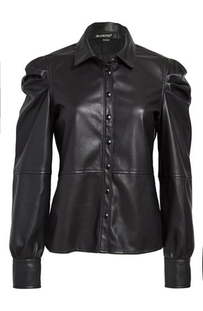 BLANKNYC Faux Leather Puff Sleeve Shirt | Nordstrom