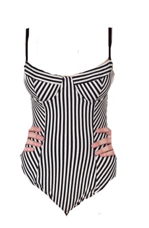 black and white striped bustier bodysuit