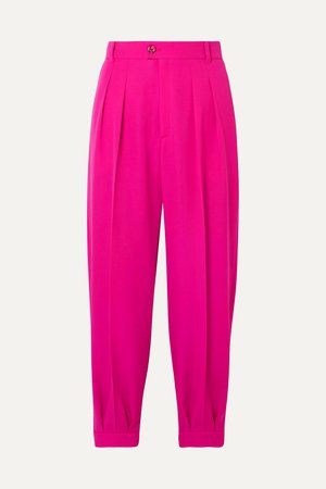 Pink Cropped pleated wool tapered pants | Gucci | NET-A-PORTER