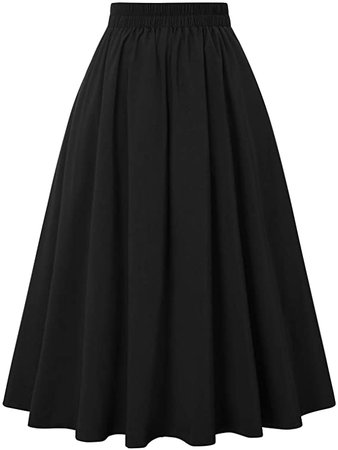 Women's Flared A-Line Skirt Retro Vintage Solid Button Decorated Skirt Black,Small: Amazon.ca: Clothing & Accessories