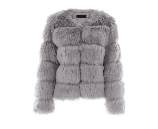 gray fur jacket Amazon