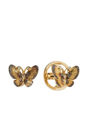 Shop Annoushka 18kt yellow gold butterfly diamond stud earrings with Express Delivery - FARFETCH