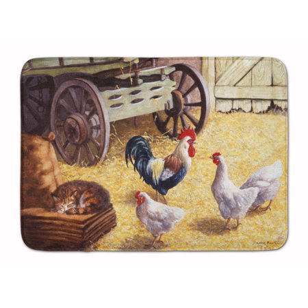 Rooster and Hens Chickens in the Barn Machine Washable Memory Foam Mat - Walmart.com