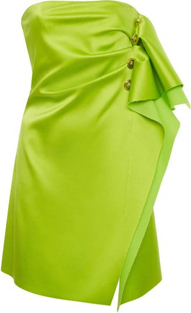 Versace Strapless Ruffle-Detailed Satin Dress Size: 36