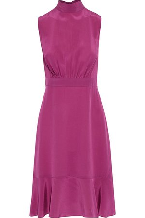 Magenta Mariposa bow-detailed silk crepe de chine dress | Sale up to 70% off | THE OUTNET | IRIS & INK | THE OUTNET