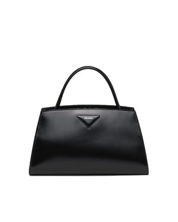 Black Brushed leather handbag | Prada