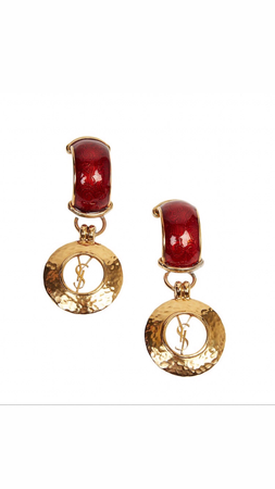 YSL gold earrings YSL EARRINGS designer earrings red earrings jewelry accessories