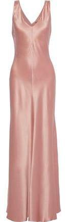 Fluted Draped Silk-satin Gown