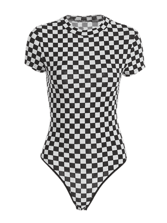[15% OFF] [POPULAIRE] 2019 Body Taille Haute à Carreaux En Noir M | ZAFUL FR