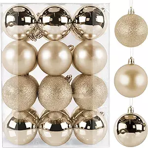 Amazon.com: TranquilBliss Christmas Ball Ornaments 24pcs 2.5-Inch Christmas Tree Decorations for Xmas Tree Balls, Ideal for Holiday Christmas Party Wreath Tabletop Tree Decor Ornaments（Champagne） : Home & Kitchen