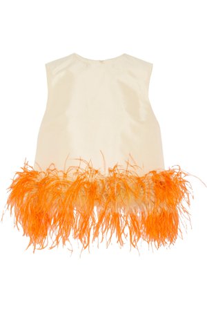 Prada | Feather-trimmed wool and silk-blend top | NET-A-PORTER.COM