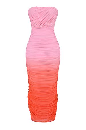 Clothing : Maxi Dresses : 'Sapphire' Ombre Gathered Maxi Dress
