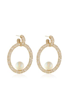 18k Yellow Gold Opal, Diamond Earrings By Akaila Reid | Moda Operandi