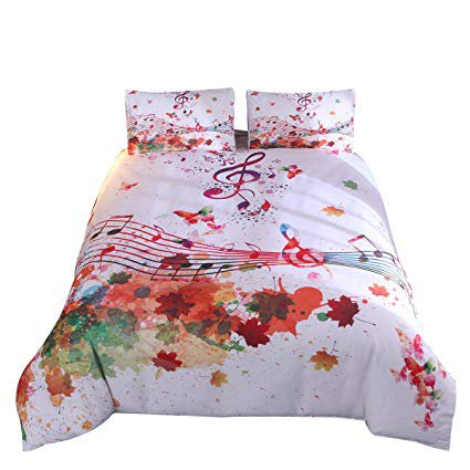 Amazon.com: YOUSA Modern Watercolor Duvet Cover Set Musical Notes in Watercolors Style White Backdrop Print Bedding Sets (Queen,Music Note): Bedding & Bath