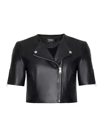 Shop LAMARQUE Kirsi Short-Sleeve Leather Jacket | Saks Fifth Avenue