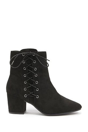 Faux Suede Lace-Up Booties | Forever 21