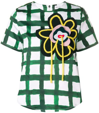 hand embroidered flower patch scuba top